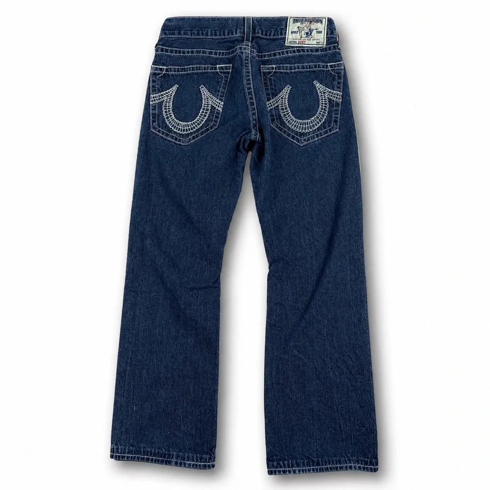 Vintage True Religion Bobby Jeans Mens 33 Made USA Y2K White Horseshoe Stitch